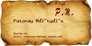Patonay Mátyás névjegykártya